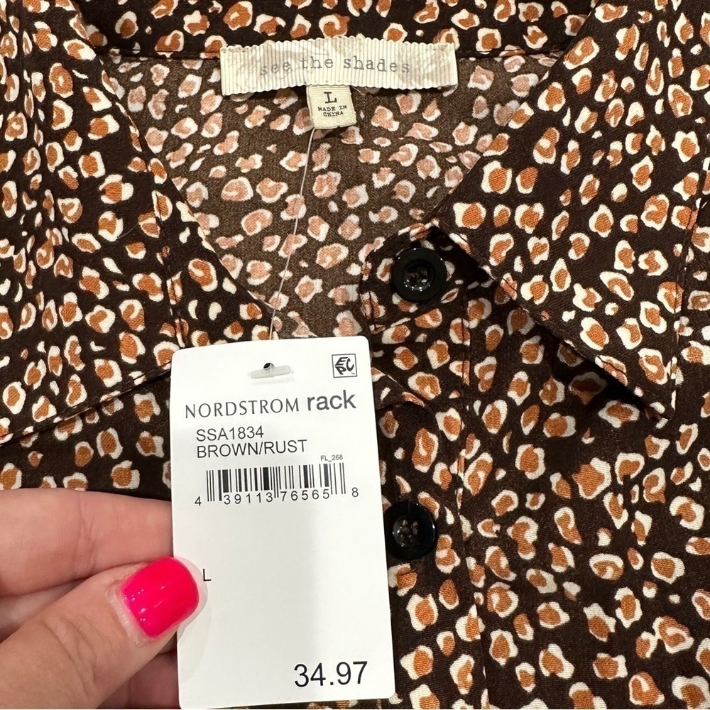 NWT SEE THE SHADES Long Sleeve Animal Print Button Up Dress - Picture 3 of 5